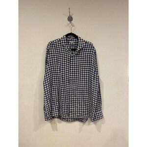 Stenströms Shirt Mens 2XL Blue Gingham Fitted Body Long Sleeve Dress Shirt